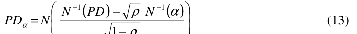Equation: N (PD) − ρ N (α) PDα = N (13)