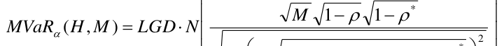 Equation: M 1− ρ 1− ρ MVaRα(H, M ) = LGD⋅ N [2]