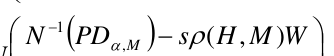 Equation: N (PDα,M )− sρ(H, M )W