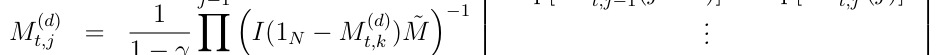Equation: Mt,j(d) = I(1N − Mt,k(d))M˜ ...