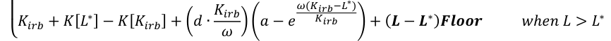 Equation: ⎪KKiiiiii + KK[LL∗] −KK[KKiiiiii] + dd∙ KKiiiiii KKiiiiii + (LL−LL∗)FFFFFFFFFF wwℎeeee LL> LL∗ ωω aa−ee
