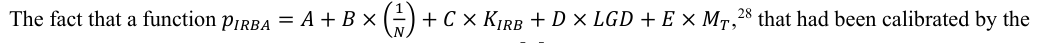 Equation: The fact that a function ppIIIIIIII = AA+ BB× NN + CC× KKIIIIII + DD× LLLLLL+ EE× MMTT,[28] that had been calibrated by the