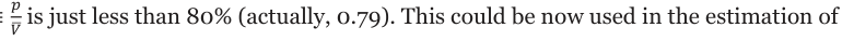 Equation: _V is just less than 80% (actually, 0.79). This could be now used in the estimation of