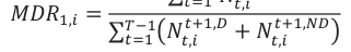 Equation: ܯܦܴ_1ǡ_i = _{T−1} σ_{t=1} ܰ_tǡ_{it+1}ǡ_D +ܰ_tǡ_{it+1}ǡ_{ND}
