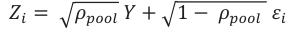 Equation: ܼ_i = ߩ_{pool} ܻ+ ͳ −ߩ_{pool} ߝ_i