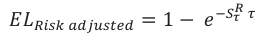 Equation: ܧܮ_{Riskadjusted} =ͳ −݁_{−SτR} _τ