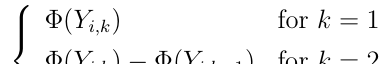 Equation: Φ(Yi,k) for k = 1