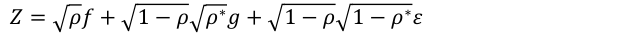 Equation: Z= ρf+ 1 −ρ ρ∗g+ 1 −ρ 1 −ρ∗ε