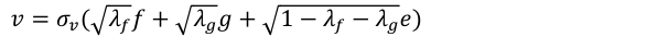 Equation: v= σ[_v]( λ_ff+ λ_gg+ 1 −λ_f −λ_ge)