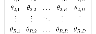 Equation: θR,[1] θR,[2] . . . θR,R θR,D