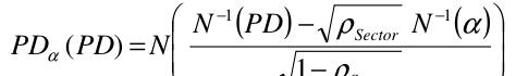 Equation: N (PD) − ρSector N (α) PDα(PD) = N