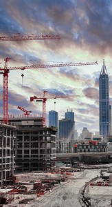 Construction site with cranes