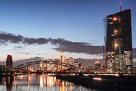 European Central Bank at sunset