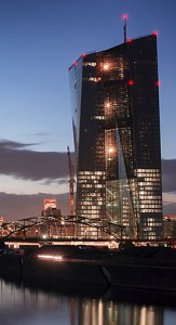 European Central Bank at sunset