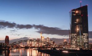 European Central Bank at sunset