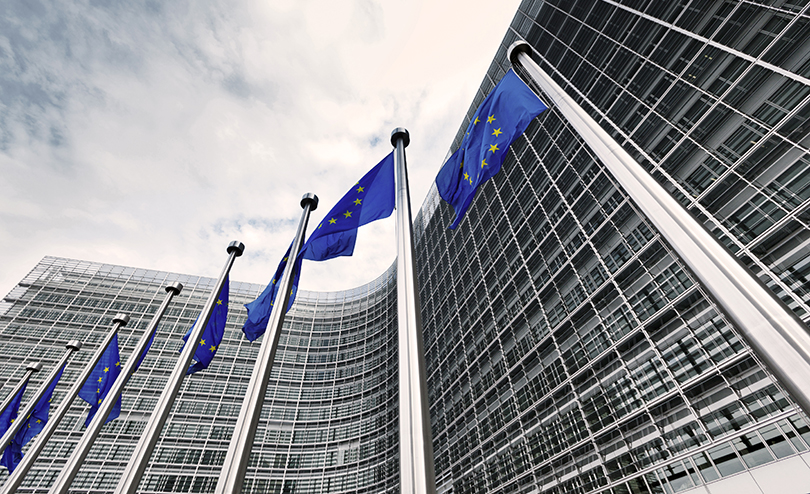 EU flags outside European Commission building