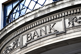 closeup of a bank building